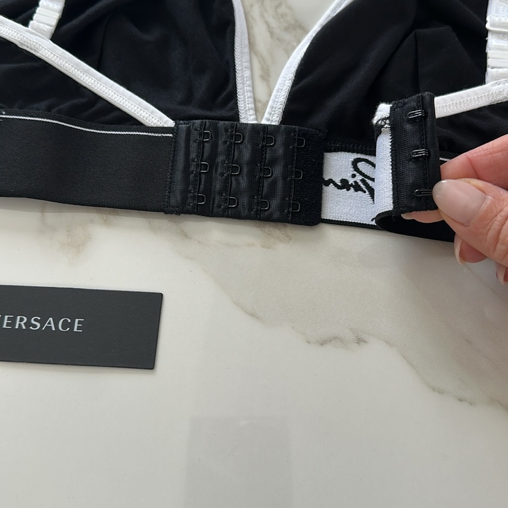 NWT VERSACE Black and White Triangle Bralette Bra Size XL Triangle Bra Cotton - Picture 8 of 12